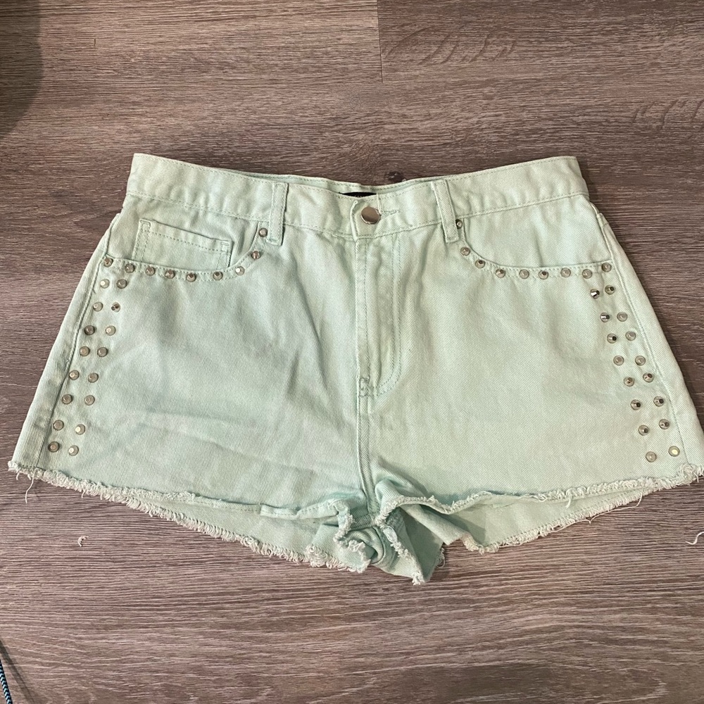 High waisted studded shorts